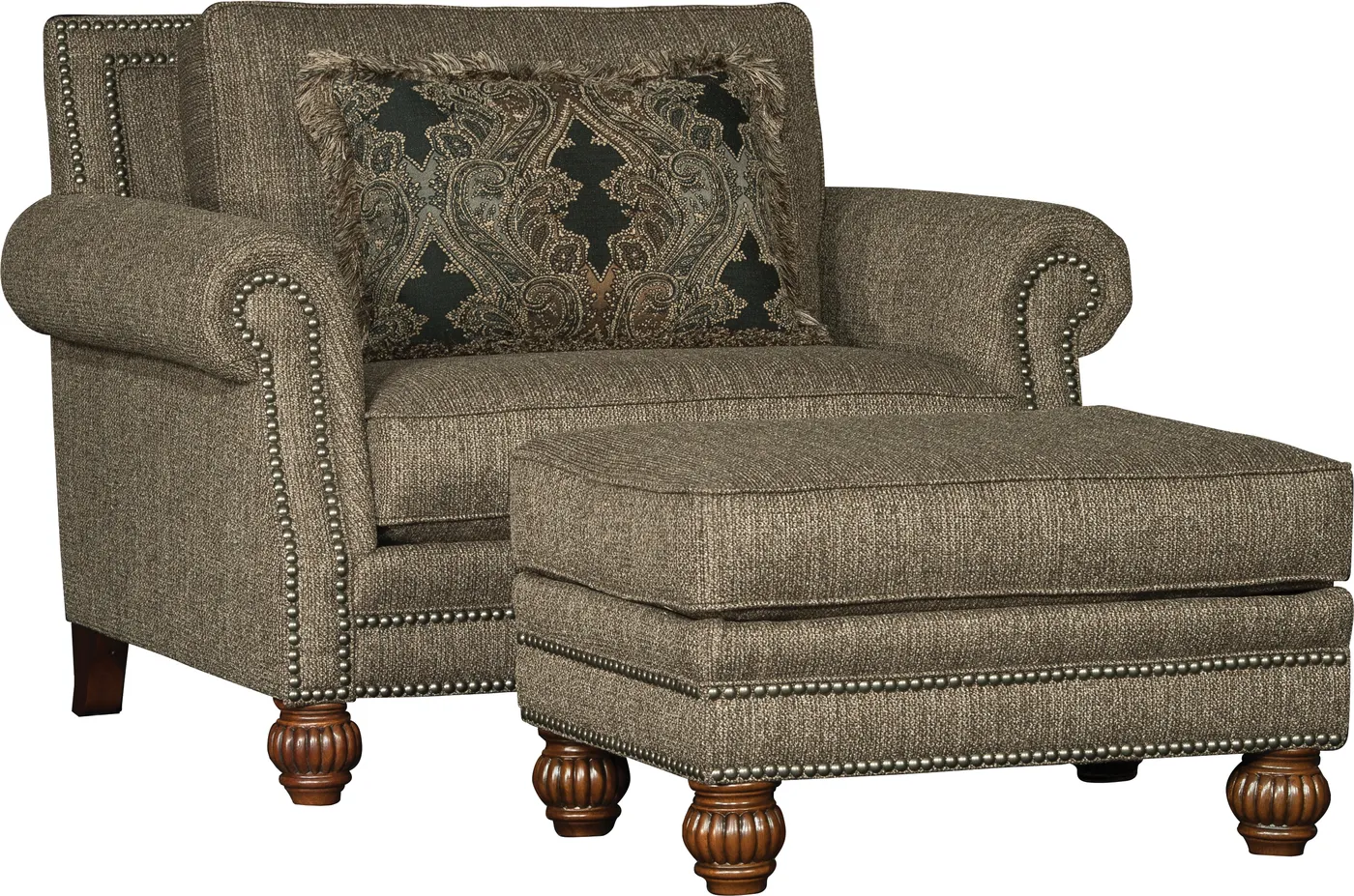 Chair and Ottoman in Tuscan Tweed