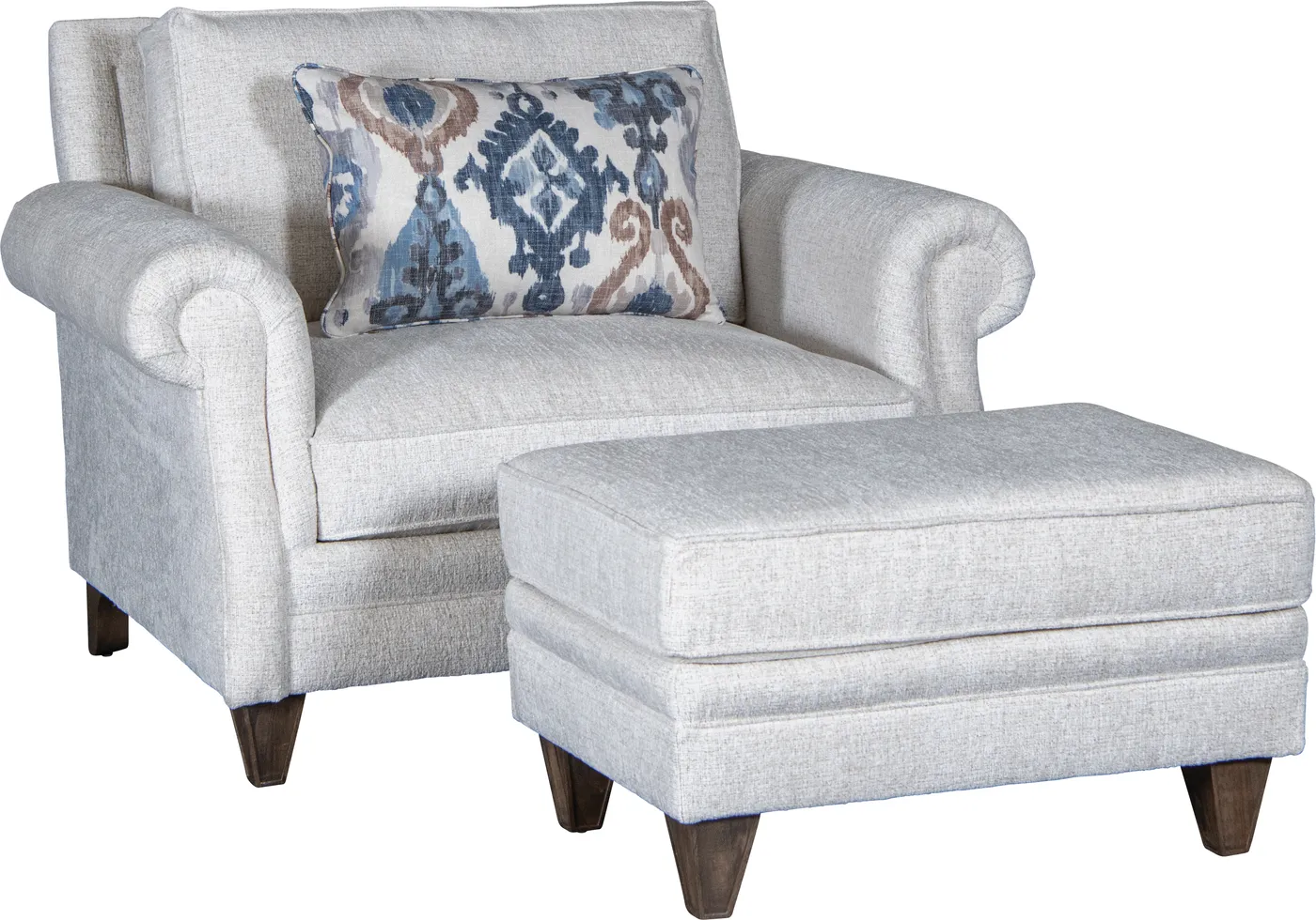 Chair and Ottoman in Giggles Vanilla fabric