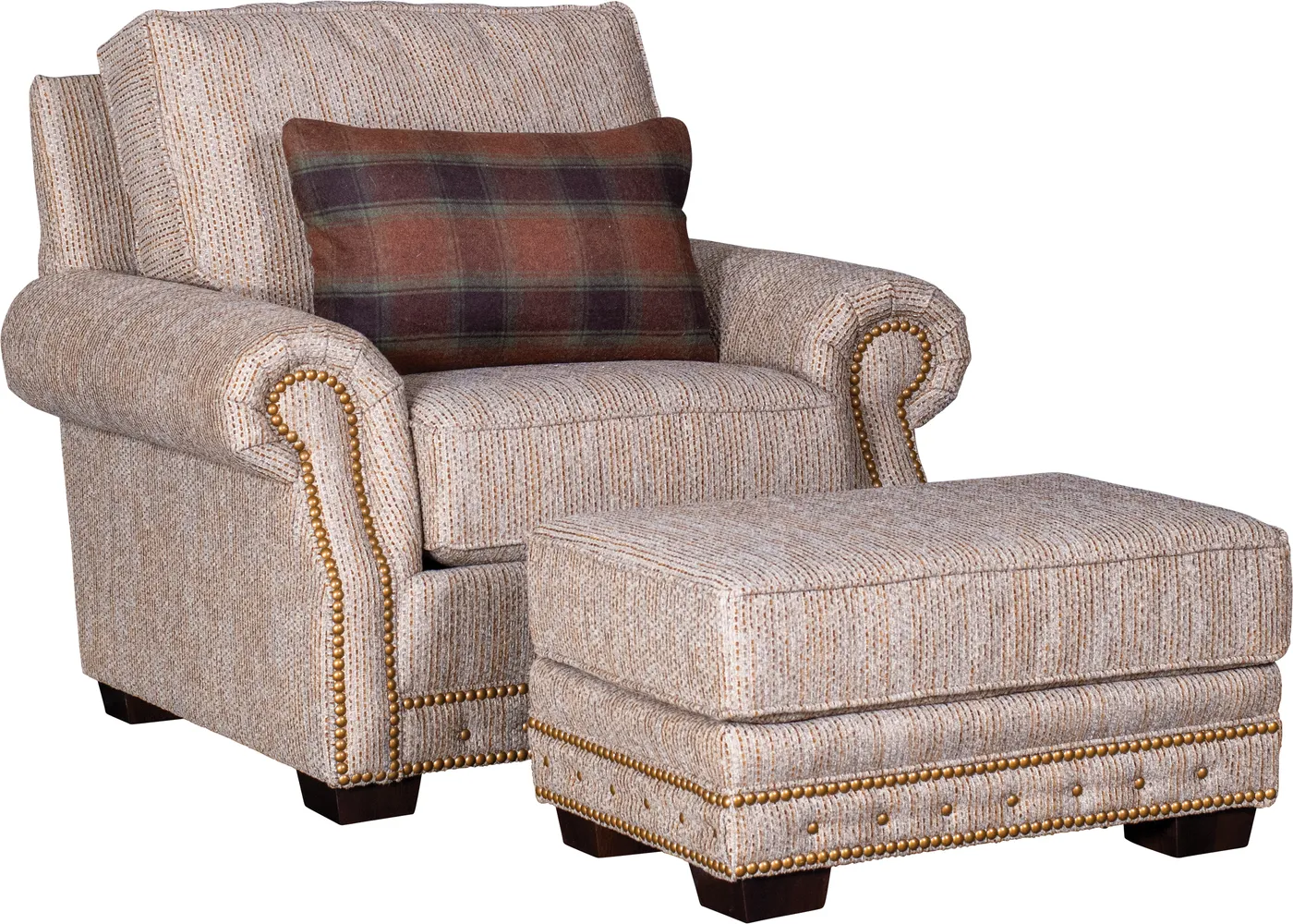 Chair and Ottoman in Eldon Burlap fabric