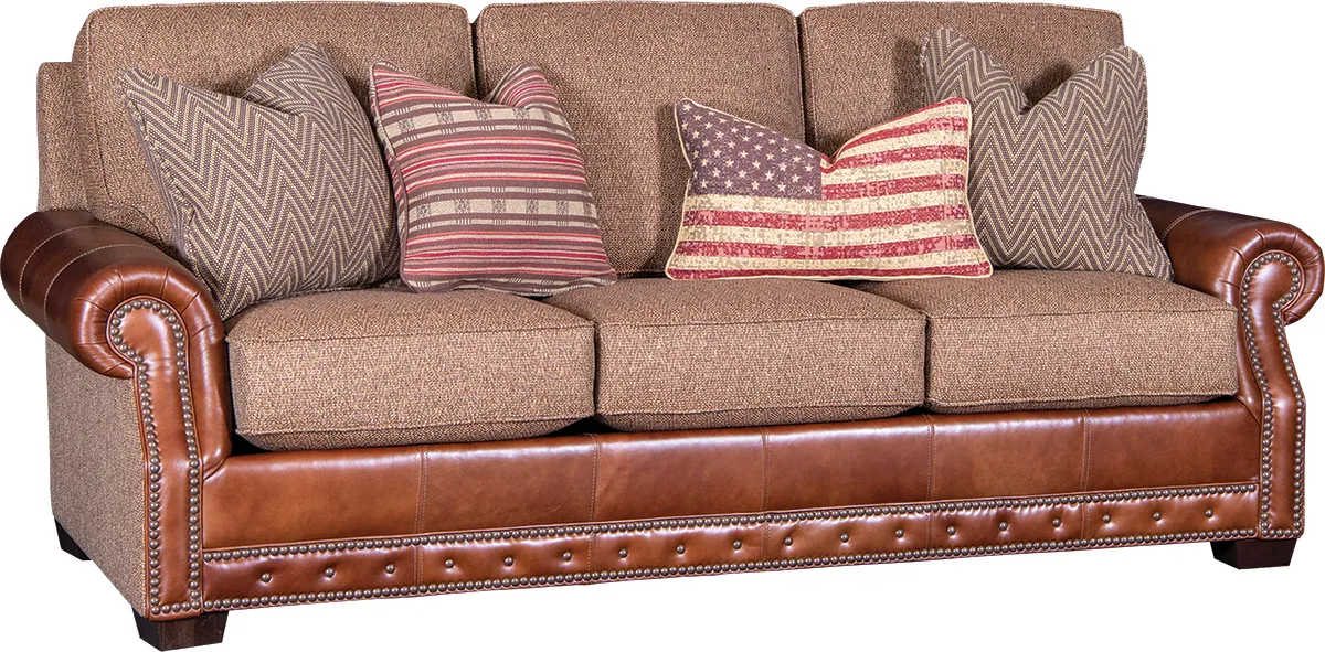 Sofa in Herringbone Red Brown leather