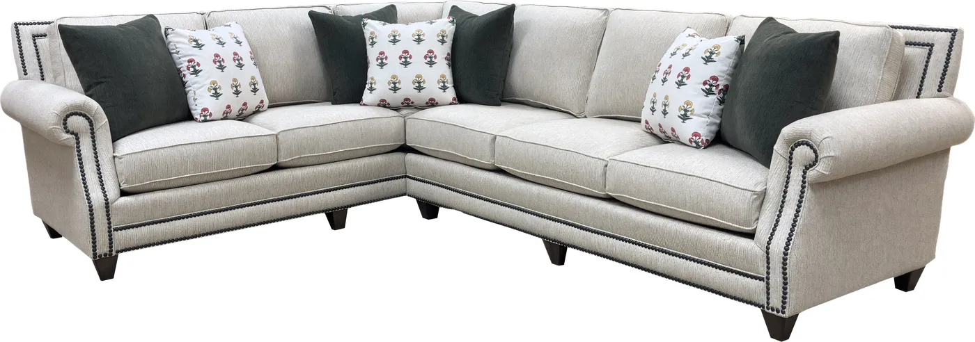 Sectional in Donegal Tweed Oatmeal fabric