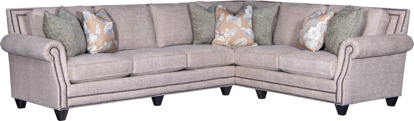 Sectional in Whyte Almond fabric