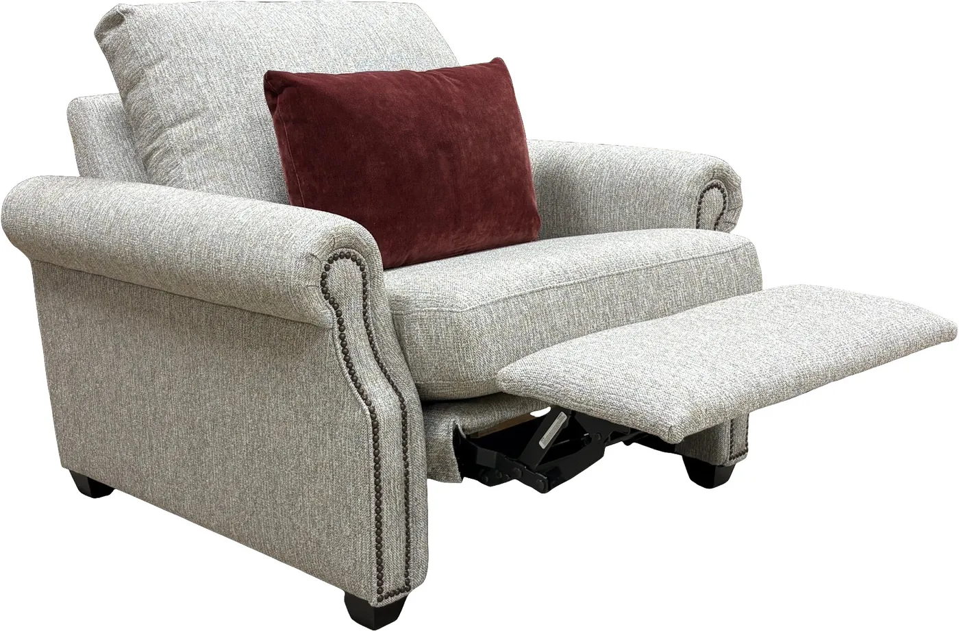 Recliner in Donegal Tweed Opal fabric, reclined