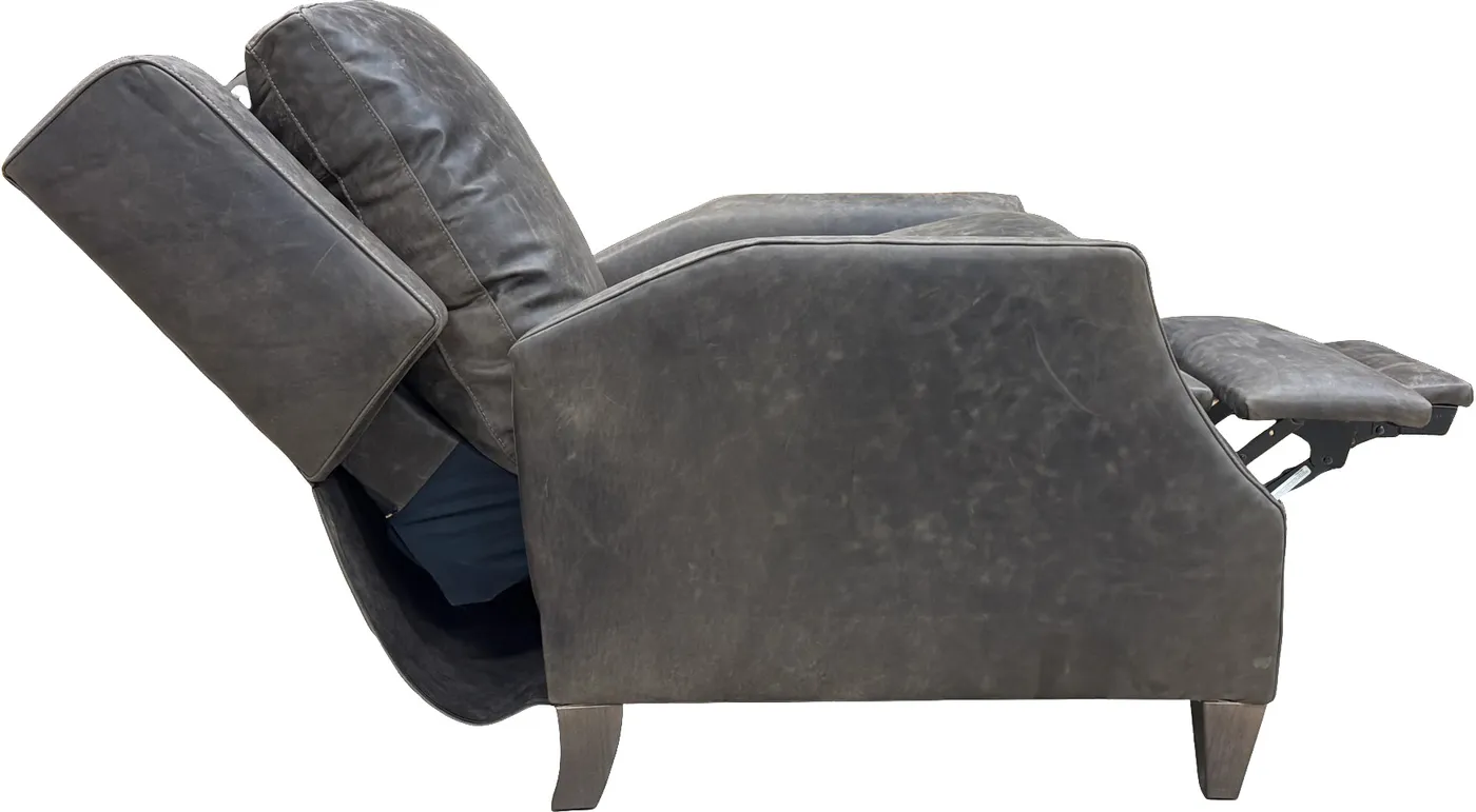 Recliner in Preserve Gravel leather, reclined